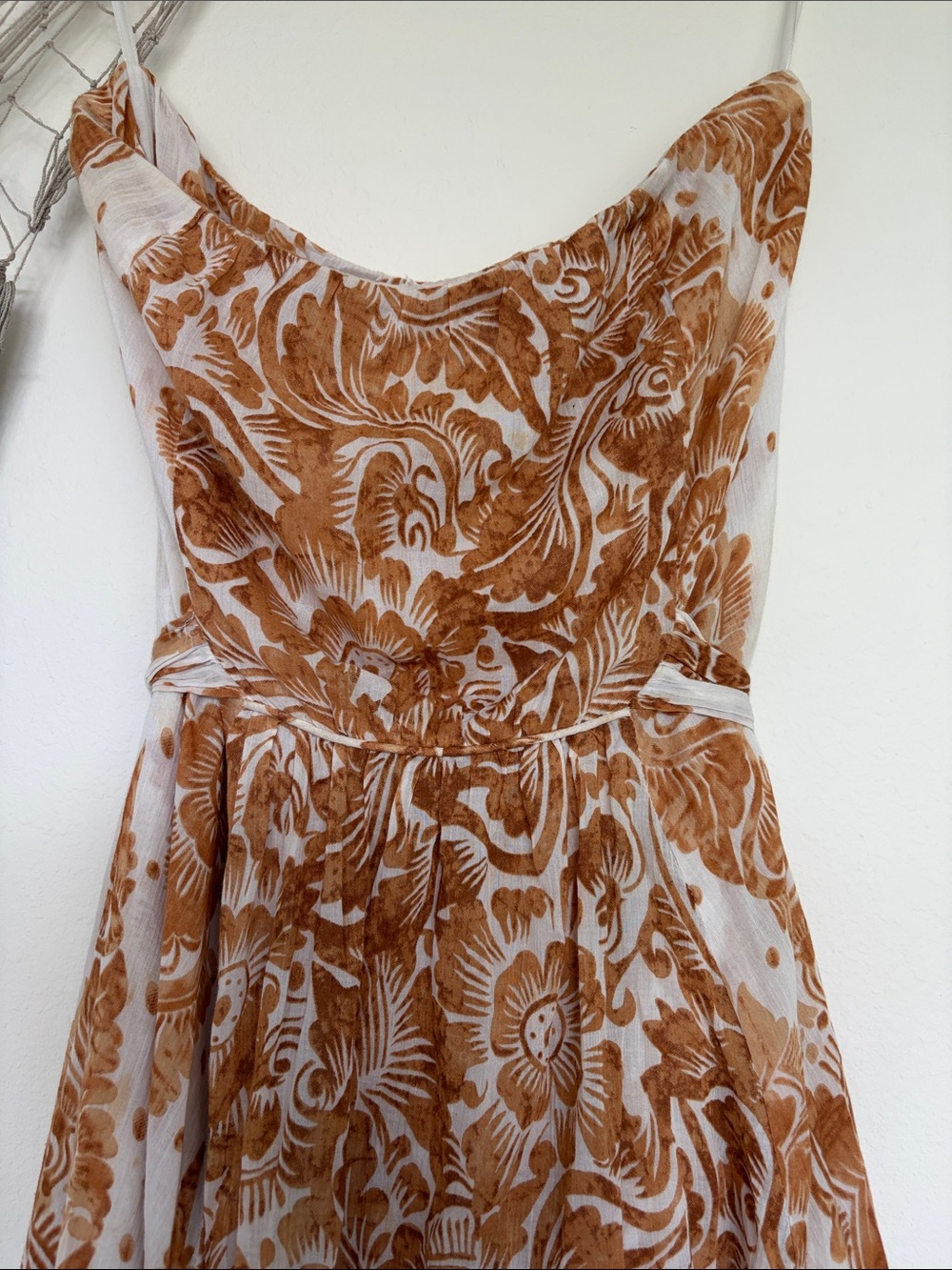 Diane Von Furstenberg Strapless Orange Paisley Print Dress - Picture 6 of 7